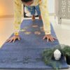 Blue handwoven cotton yoga mat